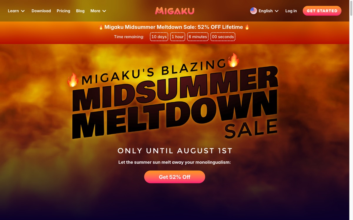 Migaku's homepage showing its browser extension over Netflix content
